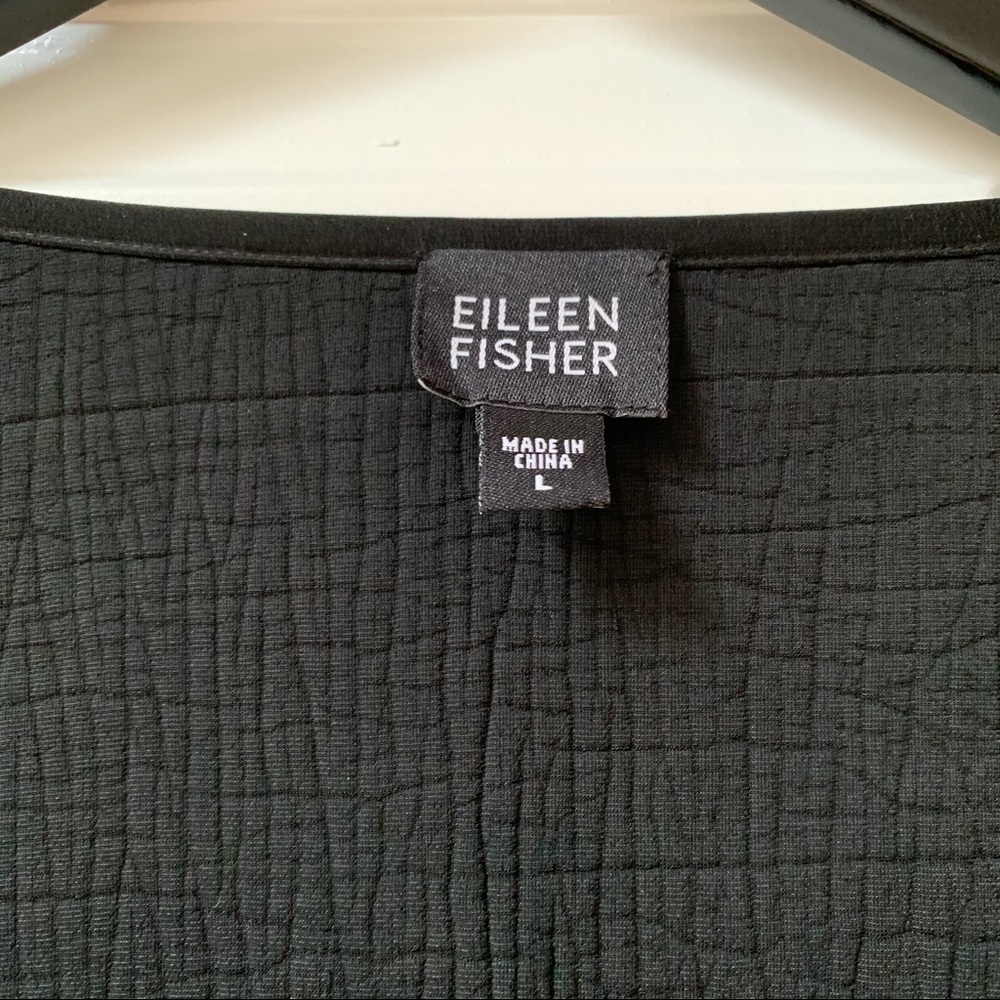 Eileen Fisher silk blend textured black jacket l - Picture 4 of 10